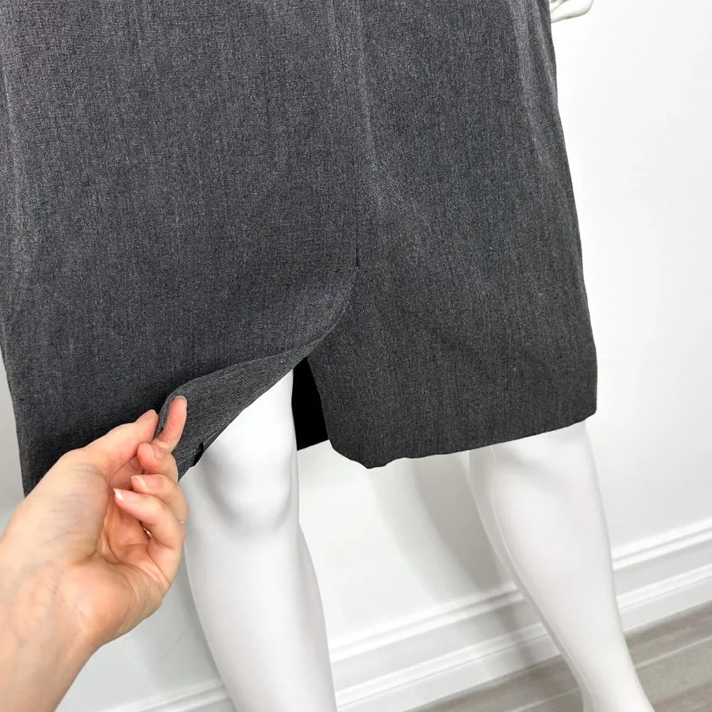Akris Club Dark Heather Gray Linen Blend Pencil Skirt Women's Size 12
